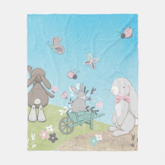 Velden van veerbunnies fleece deken (Voorkant)