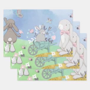 Velden van veerbunnies inpakpapier vel