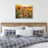 Velden van Zonnebloemen - Vet en Abstract De Canvas Afdruk (Insitu (Slaapkamer))