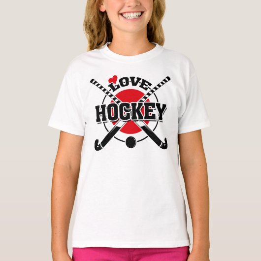 Veldhakklekken, kruisende ockey sticks t-shirt (Voorkant)