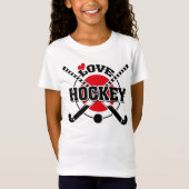 Veldhakklekken, kruisende ockey sticks t-shirt (Voorkant)