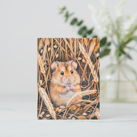 Veldhamster in Gouden Graan Briefkaart (Staand voorkant)