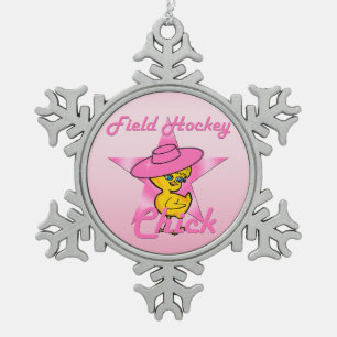 Veldhockey chick #8 tin sneeuwvlok ornament