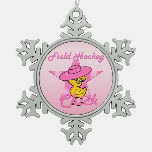 Veldhockey chick #8 tin sneeuwvlok ornament (Voorkant)