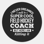 Veldhockey Coach Cadeau Ronde Sticker (Voorkant)