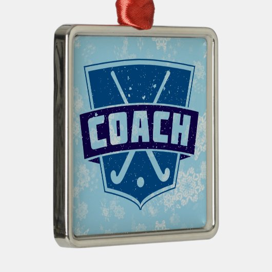 Veldhockey Coach-kerstdecoratie Metalen Ornament (Rechts)