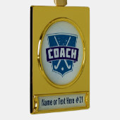 Veldhockey Coach Personalized Holiday Ornament Verguld Banner Ornament (Rechts)