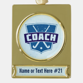Veldhockey Coach Personalized Holiday Ornament Verguld Banner Ornament