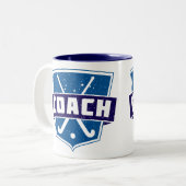 Veldhockey Coach Shield Tweekleurige Koffiemok (Voorkant links)
