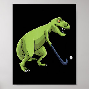 Veldhockey Dinosaurus T-rex Speler Mannen Vrouwen Poster