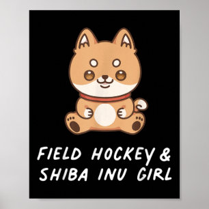 Veldhockey en Shi Inu-meisje Kawaii Sporten Japane Poster