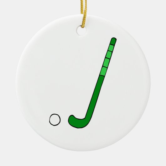 Veldhockey groene stick keramisch ornament (Voorkant)