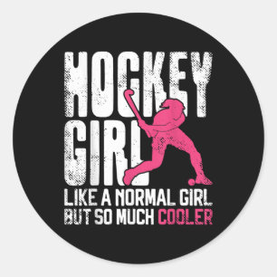 Veldhockey Hockey Meisje Als Een Normaal Meisje Ma Ronde Sticker