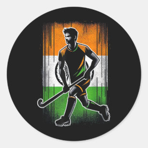 Veldhockey India Mannen Indiase Vlag Fieldhockey T Ronde Sticker