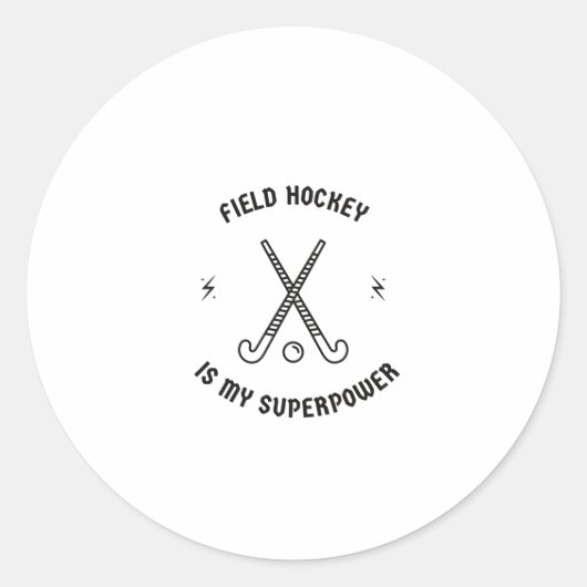 Veldhockey is mijn superkracht ronde sticker (Voorkant)