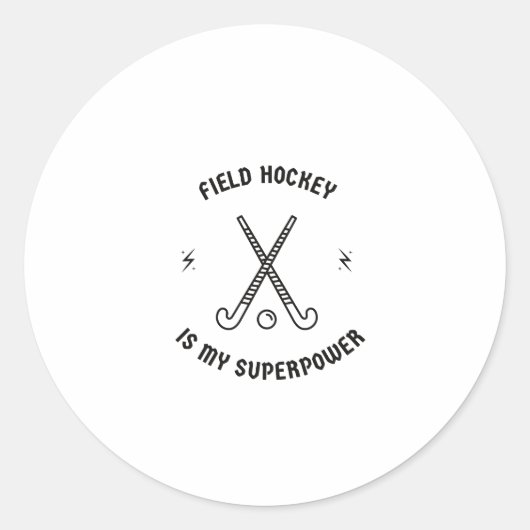 Veldhockey is mijn superkracht ronde sticker (Voorkant)