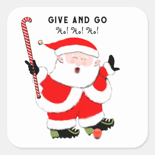 Veldhockey Kerstmis Vierkante Sticker (Voorkant)
