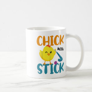 Veldhockey kip kuiken met stick _1 koffiemok