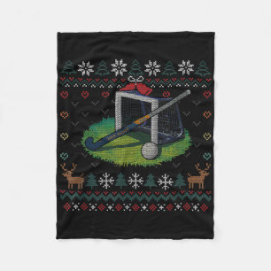 Veldhockey lelijke kersttrui Ll sporten spelen Fleece Deken