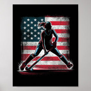 Veldhockey meisje VS Verenigde Staten van Amerika  Poster