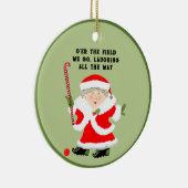 Veldhockey met kerstcadeaus keramisch ornament (Rechts)