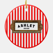 Veldhockey met kerstcadeaus keramisch ornament (Achterkant)