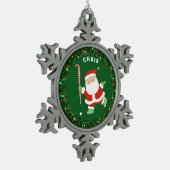 Veldhockey met kerstcadeaus tin sneeuwvlok ornament (Links)