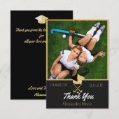 Veldhockey Modern Photo afstuderen class van Bedankkaart (Voorkant / Achterkant)