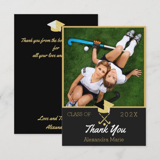 Veldhockey Modern Photo afstuderen class van Bedankkaart (Voorkant / Achterkant)