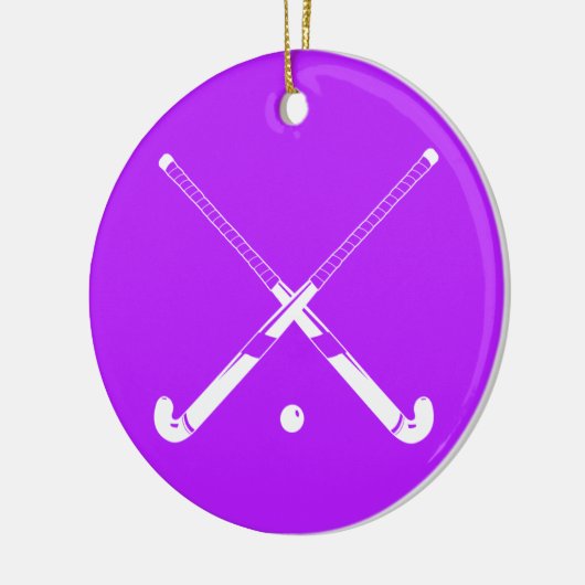 Veldhockey-Ornament met naam Paars Keramisch Ornament (Links)