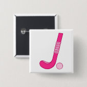Veldhockey roze kogel vierkante button 5,1 cm (Voorkant /achterkant)