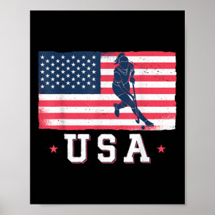 Veldhockey Sporten Amerikaanse Vlag Usa Voor Vrouw Poster