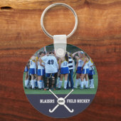 Veldhockey Team Player Fotonaam Aangepast Sleutelhanger (Voorkant)