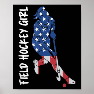 Veldhockey Usa Vlag Voor Vrouwen Kinderen Mannen Poster
