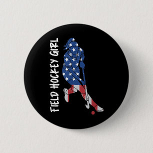 Veldhockey Usa Vlag Voor Vrouwen Kinderen Mannen Ronde Button 5,7 Cm