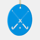 Veldhockey-versiering met naam blauw keramisch ornament (Rechts)