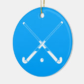 Veldhockey-versiering met naam blauw keramisch ornament (Links)