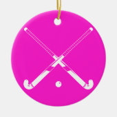 Veldhockey-versiering met naam roze keramisch ornament (Voorkant)