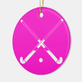 Veldhockey-versiering met naam roze keramisch ornament (Links)