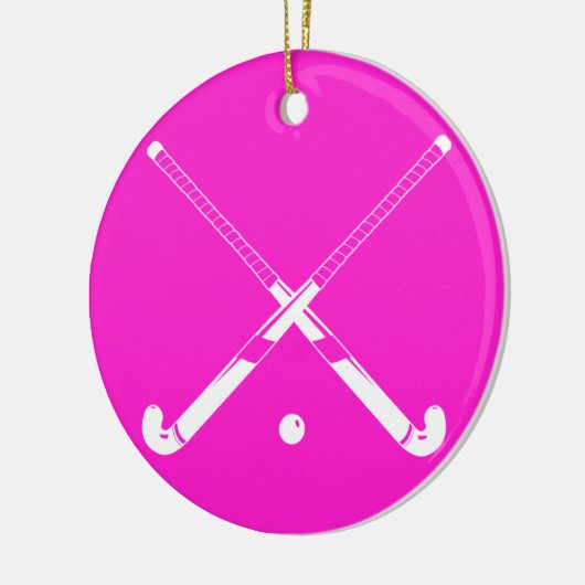 Veldhockey-versiering met naam roze keramisch ornament (Links)