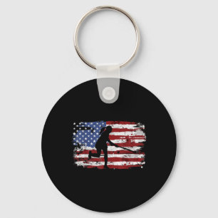 Veldhockey Vintage Amerikaanse Vlag Vrouwen Kinder Sleutelhanger