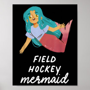 Veldhockey Zeemeermin Meisje Grappige Sport Verjaa Poster