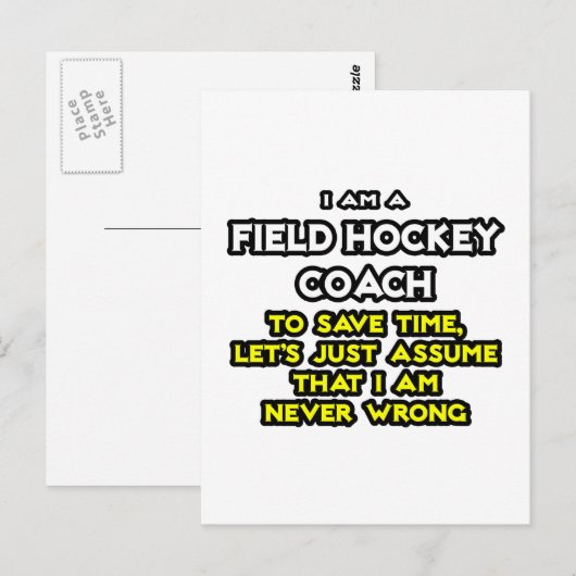 Veldhockeycoach .. Stel dat ik nooit ongelijk heb Briefkaart (Voorkant / Achterkant)