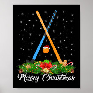 Veldhockeyliefhebber bijpassende kerstmanhoed veld poster