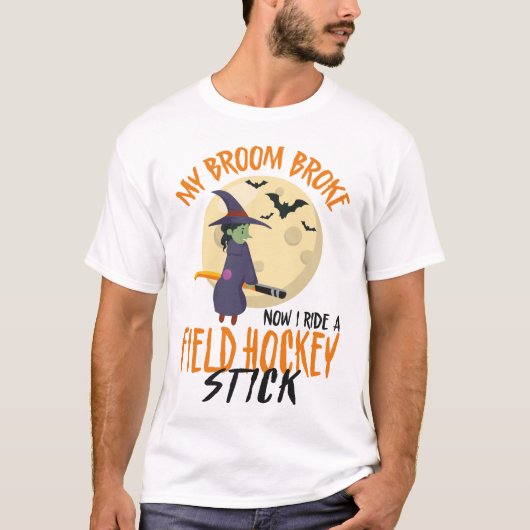 Veldhockeyspeler Mijn bezem brak nu rijd ik een T-shirt (Voorkant)