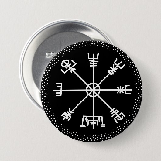 Veldismagn Ancient IJslands-beschermingssymbool Ronde Button 7,6 Cm (Voorkant /achterkant)