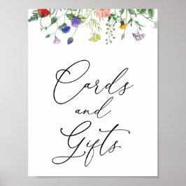 Veldkaarten voor wilde bloemen en steuntaarten poster