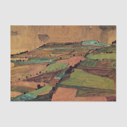 Veldlandschap van Egon Schiele Tissuepapier (Voorkant)