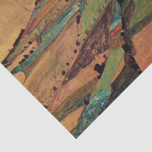 Veldlandschap van Egon Schiele Tissuepapier (Detail)