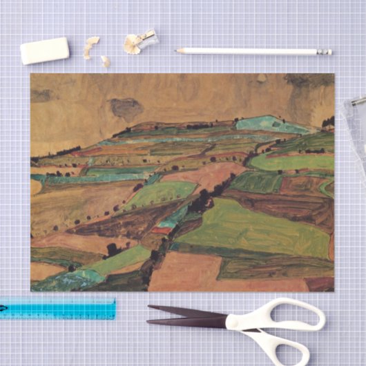 Veldlandschap van Egon Schiele Tissuepapier (Craft)